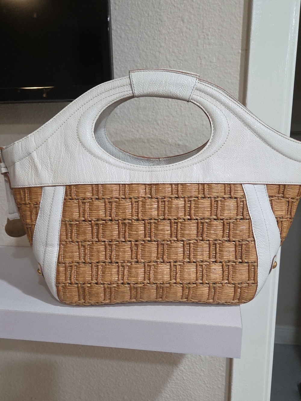 Brahmin White & Natural Woven Handbag - Stylish Women’s Tote